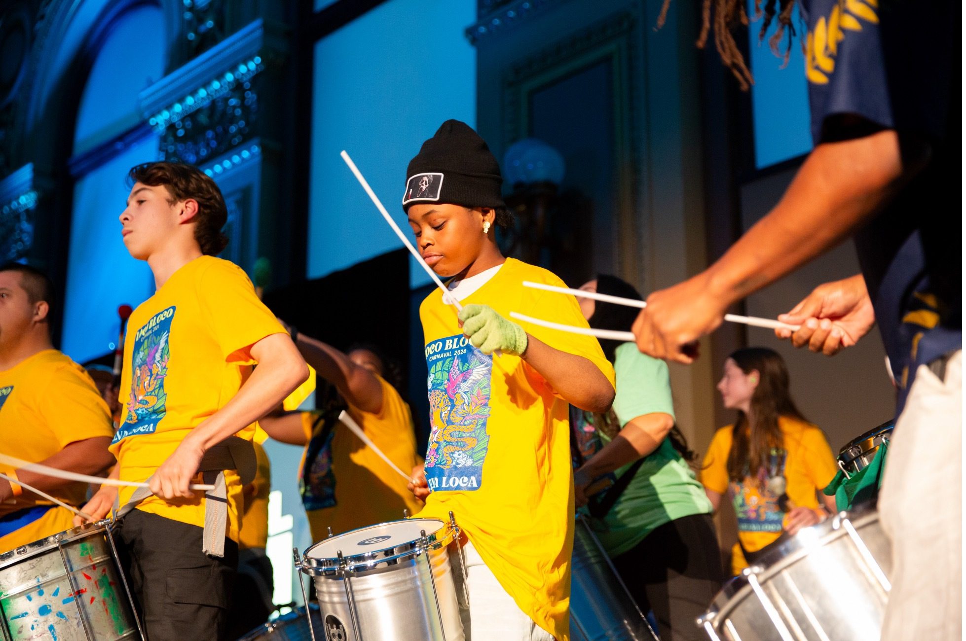 dummers from Loco Bloco performing at Back to School Gala 2024 event