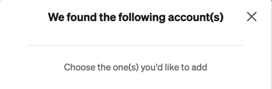 Bill.com Plaid account selection screen.